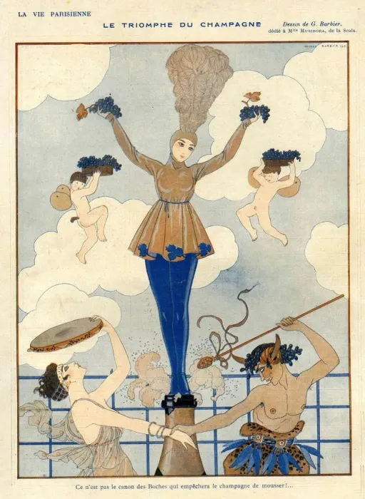 Framed Print : La Vie Parisienne 1916 1910s France George Barbier champagne alcohol grapes celebrations