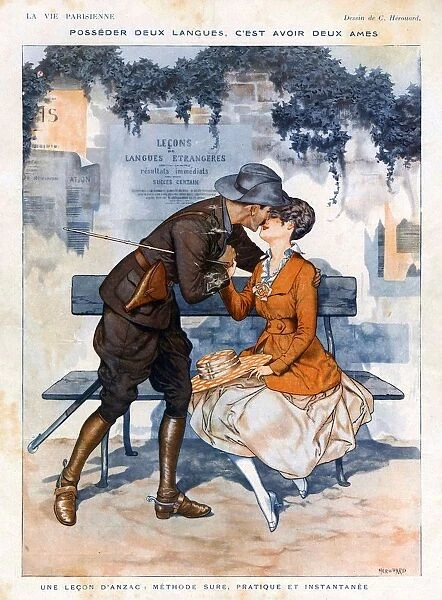 La Vie Parisienne 1916 1910s France Herouard cc kissing soldiers ww1 kisses