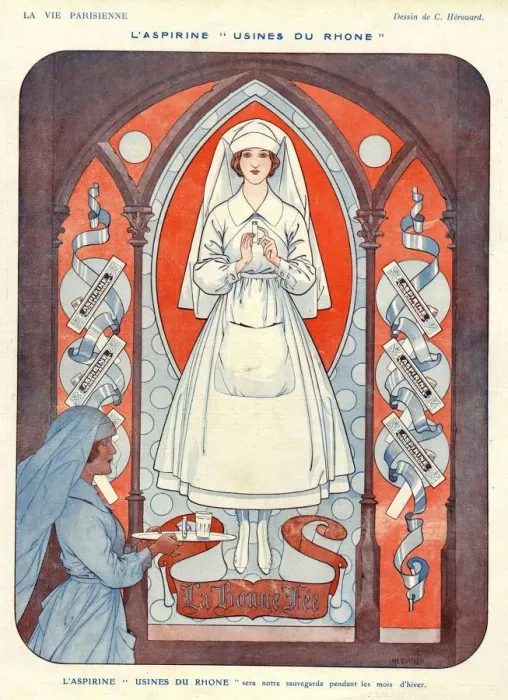 Framed Print : La Vie Parisienne 1916 1910s France Herouard stained glass medical medicine illustrations