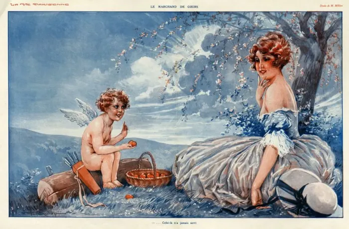 Framed Print : La Vie Parisienne 1916 1910s France Maurice Milliere cherubs cupids Valentines Day Framed Print : La Vie Parisienne 1916 1910s France Maurice Milliere cherubs cupids Valentines Day