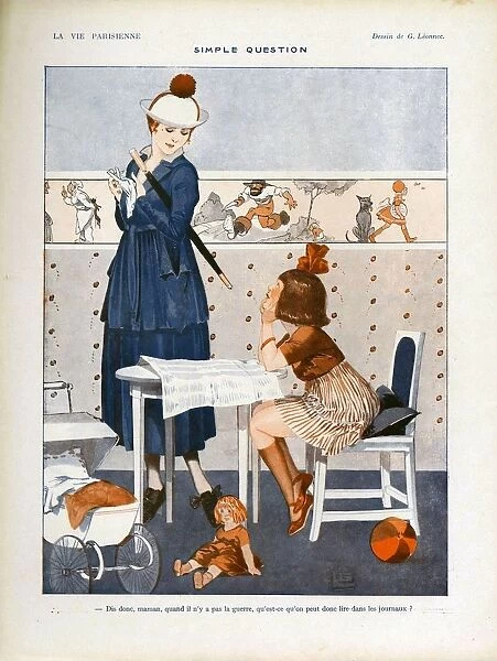 La Vie Parisienne 1917 1900s France cc reading nannies mothers and daughters nursery