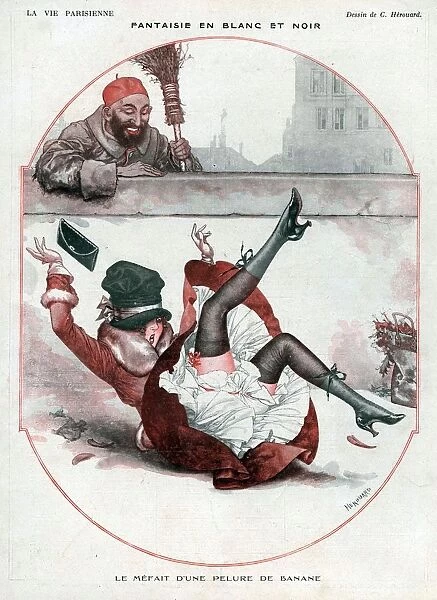 La Vie Parisienne 1918 1910s France C Herouard illustrations erotica falling accidents
