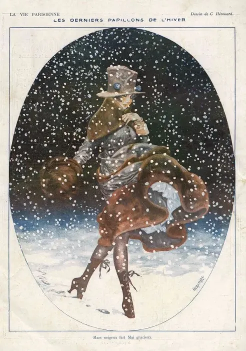 Framed Print : La Vie Parisienne 1918 1910s France cc snow winter coats hats furs walking womens