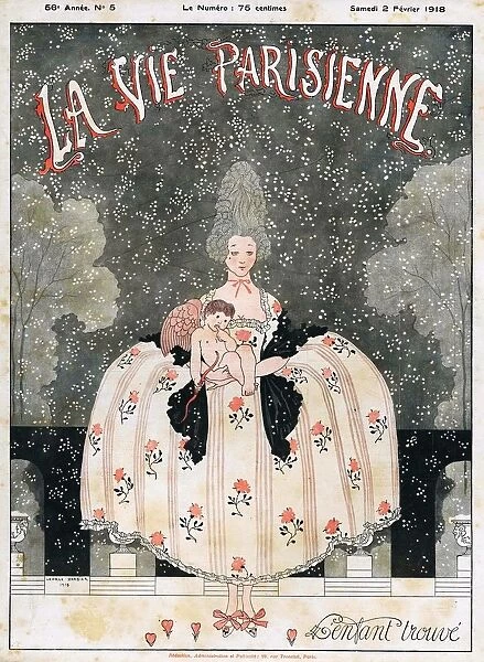 La Vie Parisienne 1918 1910s France cc womens dresses cherubs snow winter magazines
