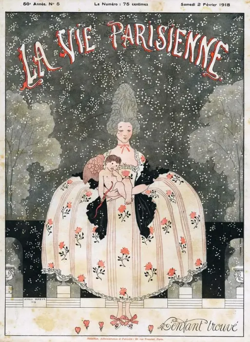 Framed Print : La Vie Parisienne 1918 1910s France cc womens dresses cherubs snow winter magazines Framed Print : La Vie Parisienne 1918 1910s France cc womens dresses cherubs snow winter magazines