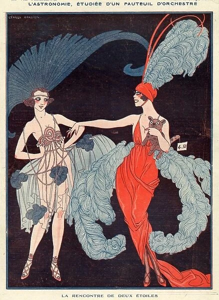 La Vie Parisienne 1918 1910s France G Barbier illustrations feathers showgirls erotica