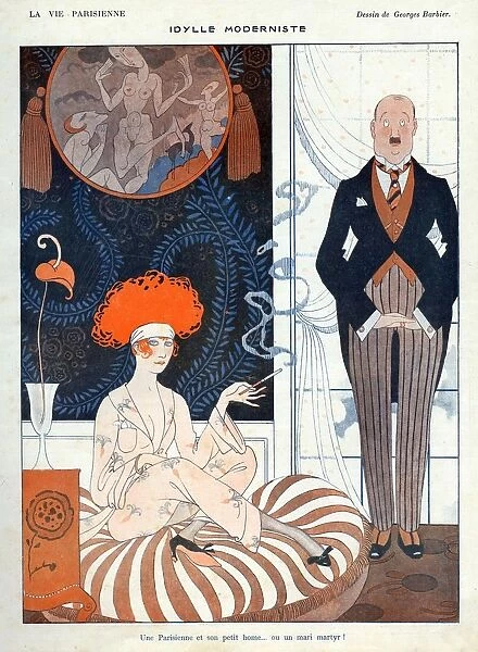 La Vie Parisienne 1918 1910s France G Barbier illustrations butlers servants woman