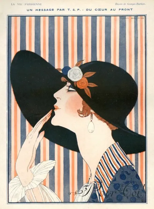 Framed Print : La Vie Parisienne 1918 1910s France G Barbier illustrations womens hats Georges