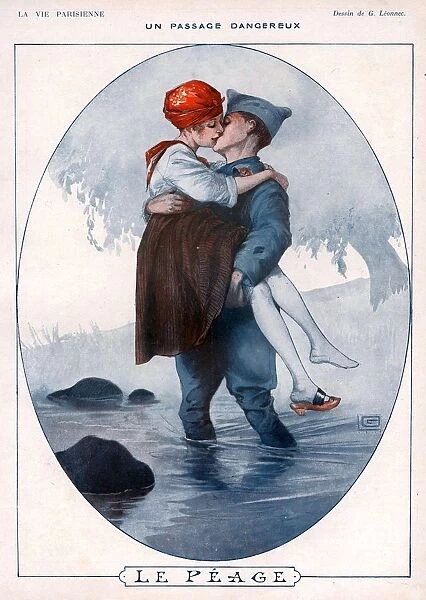 La Vie Parisienne 1918 1910s France Georges Leonnec illustrations kissing hugging