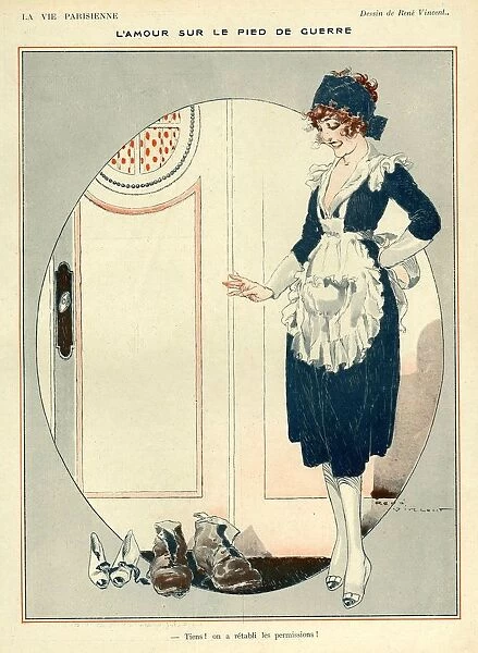 La Vie Parisienne 1918 1910s France Rene Vincent illustrations maids servants mens