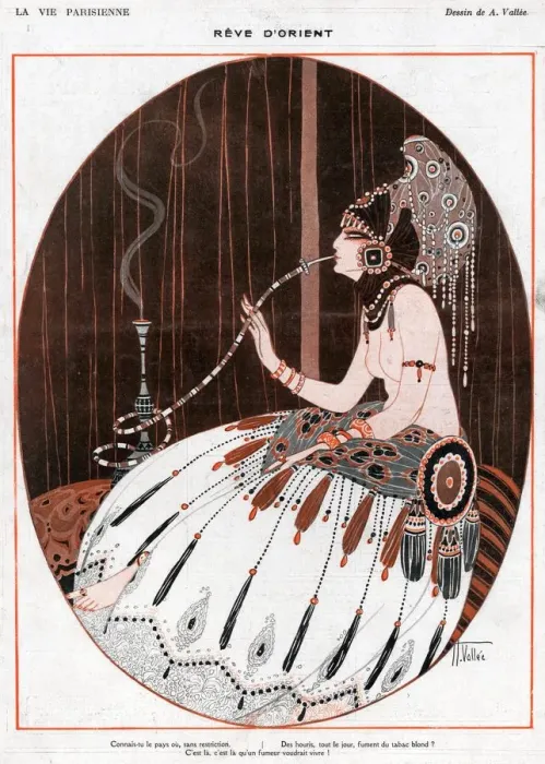 Framed Print : La Vie Parisienne 1918 1910s France A Vallee illustrations erotica exotic woman women
