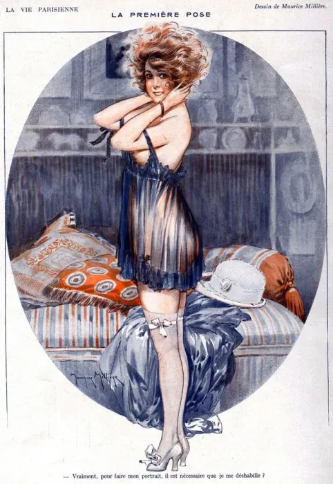 Framed Print : La Vie Parisienne 1919 1900s France Maurice Milliere illustrations erotica womens
