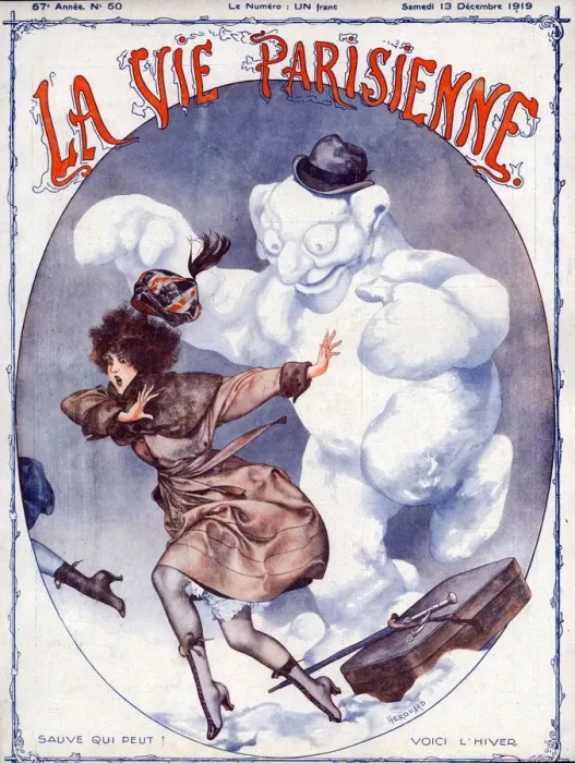 Framed Print : La Vie Parisienne 1919 1910s France C Herouard illustrations magazines snowmen snowman