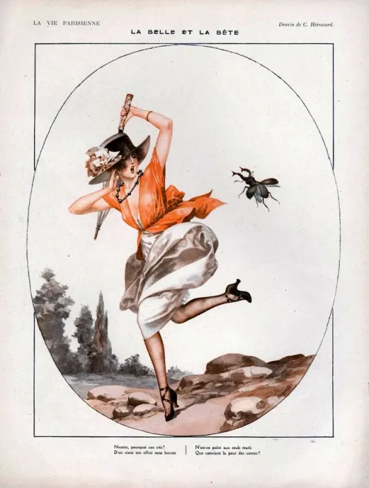 Framed Print : La Vie Parisienne 1919 1910s France cc shock surprise beetles frightened scared Framed Print : La Vie Parisienne 1919 1910s France cc shock surprise beetles frightened scared