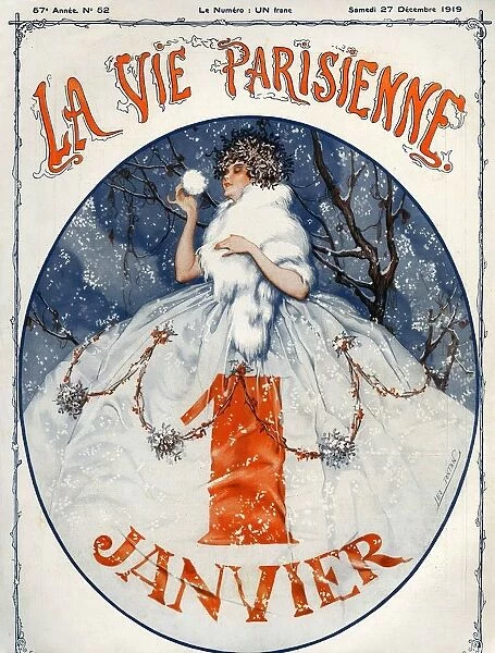 La Vie Parisienne 1919 1910s France cc snow winter womens dresses furs new years