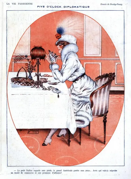 Framed Print : La Vie Parisienne 1919 1910s France cc womens hats coats furs tea coffee Framed Print : La Vie Parisienne 1919 1910s France cc womens hats coats furs tea coffee