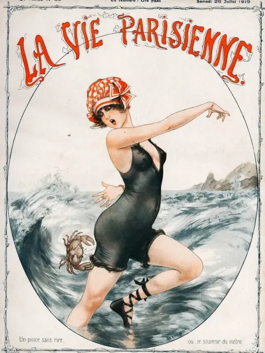 Framed Print : La Vie Parisienne 1919 1910s France Cheri Herouard magazines seaside holidays womens Framed Print : La Vie Parisienne 1919 1910s France Cheri Herouard magazines seaside holidays womens