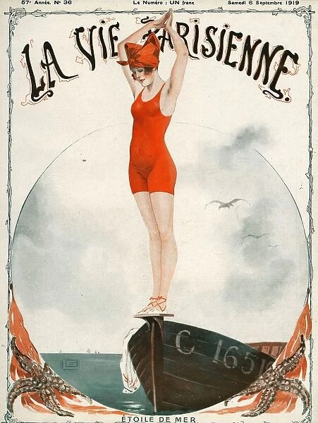 La Vie Parisienne 1919 1910s France Georges Leonnec magazines seaside holidays womens