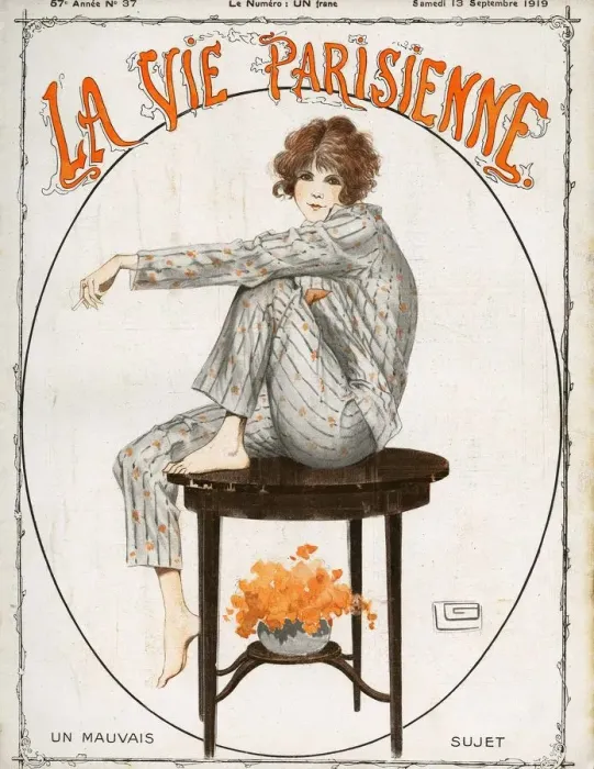 Framed Print : La Vie Parisienne 1919 1910s France Georges Leonnec magazines Pyjamas nightwear womens Framed Print : La Vie Parisienne 1919 1910s France Georges Leonnec magazines Pyjamas nightwear womens