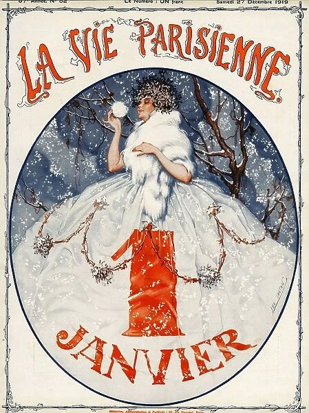 La Vie Parisienne 1919 1910s France Leo Pontan magazines new years day snow winter