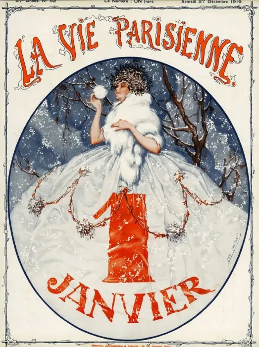 Framed Print : La Vie Parisienne 1919 1910s France Leo Pontan magazines new years day snow winter Framed Print : La Vie Parisienne 1919 1910s France Leo Pontan magazines new years day snow winter