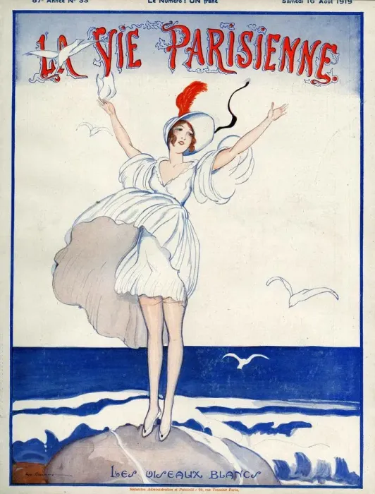 Framed Print : La Vie Parisienne 1919 1910s France magazines holidays seaside hats dresses womens Framed Print : La Vie Parisienne 1919 1910s France magazines holidays seaside hats dresses womens
