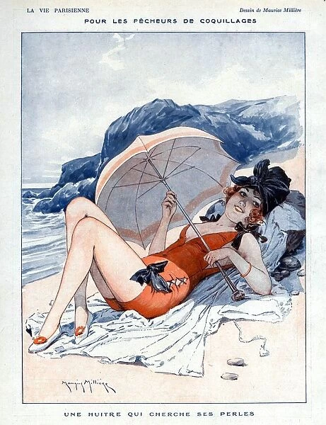 La Vie Parisienne 1919 1910s France Maurice Milliere illustrations womens swimming