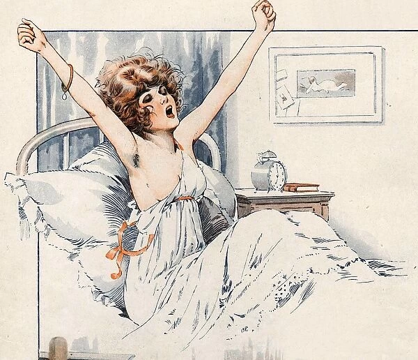 La Vie Parisienne 1919 1910s France Maurice Milliere waking up waking-up yawning