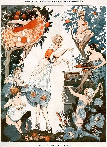 La Vie Parisienne 1919 1910s France ValdAes illustrations erotica fruit making jam