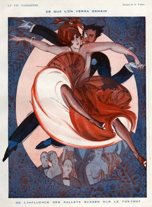 Framed Print : La Vie Parisienne 1920 1920s France Illustrations fox trot womens mens dresses suits