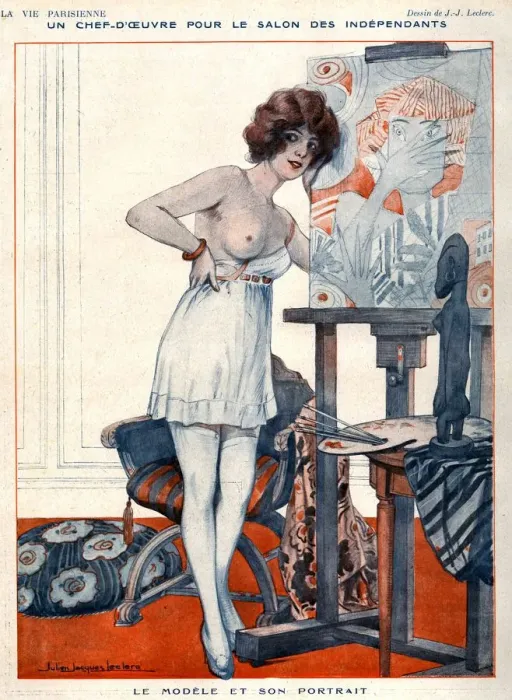 Framed Print : La Vie Parisienne 1920 1920s France Julien Jacques Leclerc Illustrations erotica