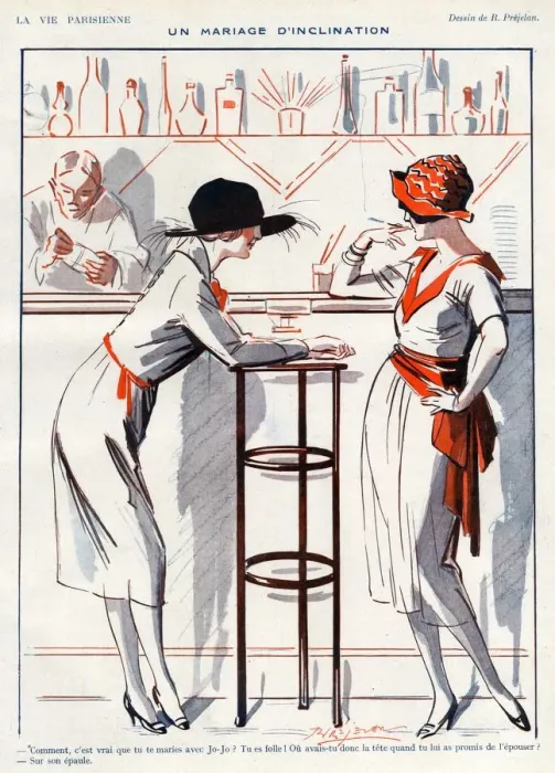 Framed Print : La Vie Parisienne 1920 1920s France Prejelan Illustrations girls drinking bars Framed Print : La Vie Parisienne 1920 1920s France Prejelan Illustrations girls drinking bars