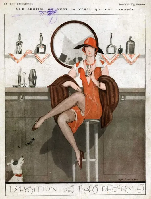 Framed Print : la Vie Parisienne 1920s France bars alcohol cocktails glamour stockings