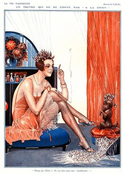 La Vie Parisienne 1920s France cc illustrations glamour dogs curlers begging tricks