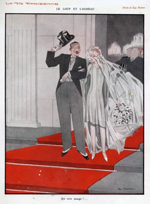 Framed Print : La Vie Parisienne 1920s France the lamb and the wolf marriages weddings young
