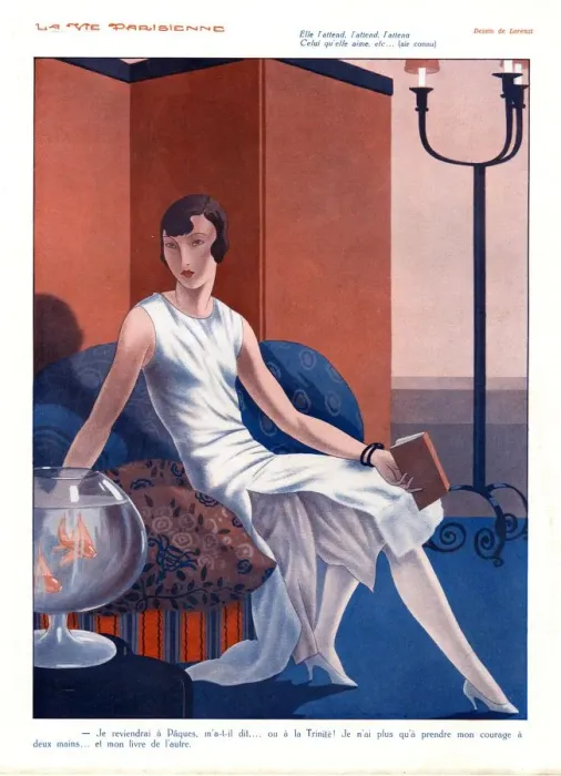 Framed Print : La Vie Parisienne 1920s France Lorenzi cc portraits goldfish reading glamour books fish Framed Print : La Vie Parisienne 1920s France Lorenzi cc portraits goldfish reading glamour books fish