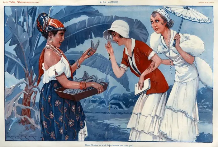 Framed Print : La Vie Parisienne 1920s France Maurice Milliere holidays bananas natives locals Framed Print : La Vie Parisienne 1920s France Maurice Milliere holidays bananas natives locals