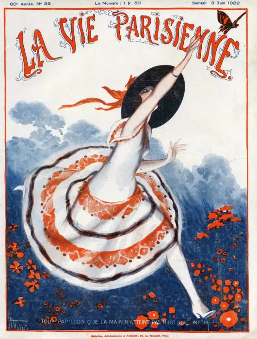 Framed Print : La Vie Parisienne 1922 1920s France Armand Vallee magazines illustrations chasing
