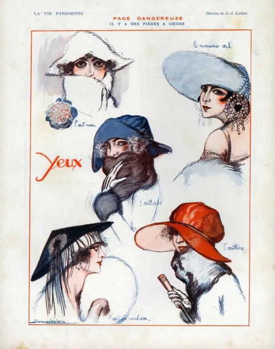 Framed Print : La Vie Parisienne 1922 1920s France cc womens hats