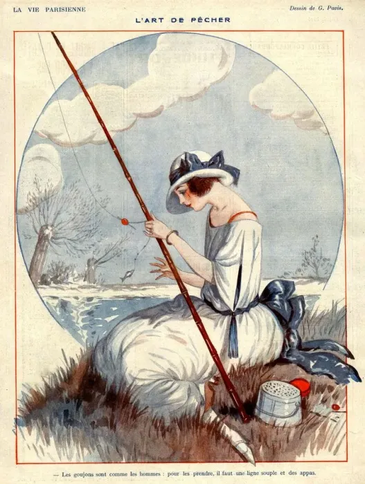 Framed Print : La Vie Parisienne 1922 1920s France Georges Pavis illustrations woman women fishing Framed Print : La Vie Parisienne 1922 1920s France Georges Pavis illustrations woman women fishing