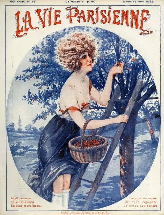 Framed Print : La Vie Parisienne 1922 1920s France Maurice Milliere magazines illustrations picking