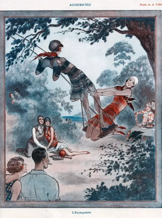 Framed Print : La Vie Parisienne 1922 1920s France Vallee friends swings illustrations Framed Print : La Vie Parisienne 1922 1920s France Vallee friends swings illustrations