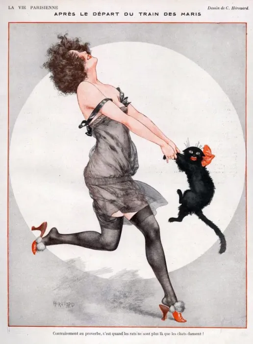 Framed Print : La Vie Parisienne 1923 1920s France C Herouard illustrations erotica dancing cats Framed Print : La Vie Parisienne 1923 1920s France C Herouard illustrations erotica dancing cats