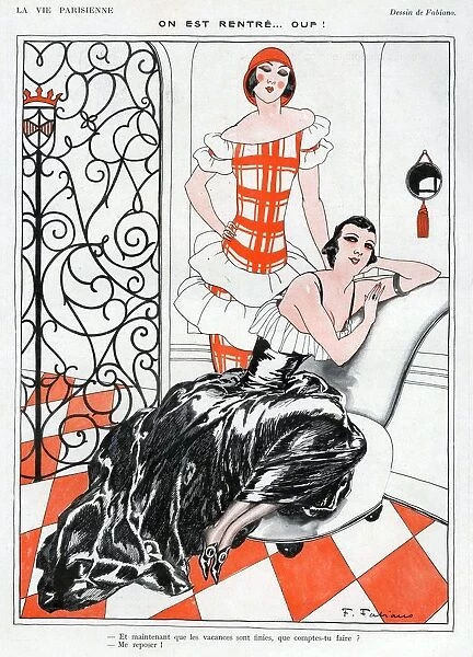 La Vie Parisienne 1923 1920s France F Fabiano illustrations womens relaxing dresses