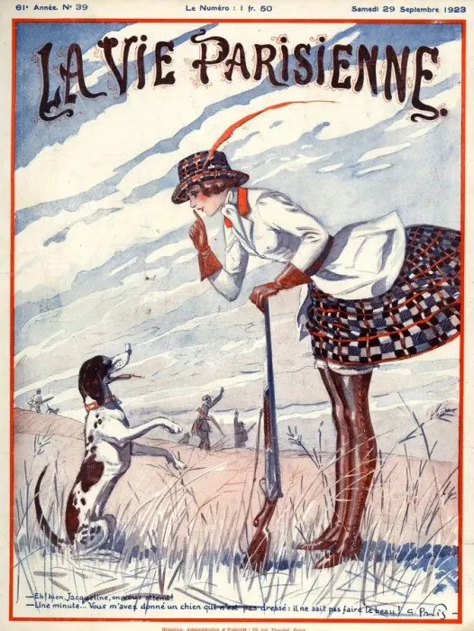 Framed Print : La Vie Parisienne 1923 1920s France illustrations magazines woman womens dogs hunting Framed Print : La Vie Parisienne 1923 1920s France illustrations magazines woman womens dogs hunting