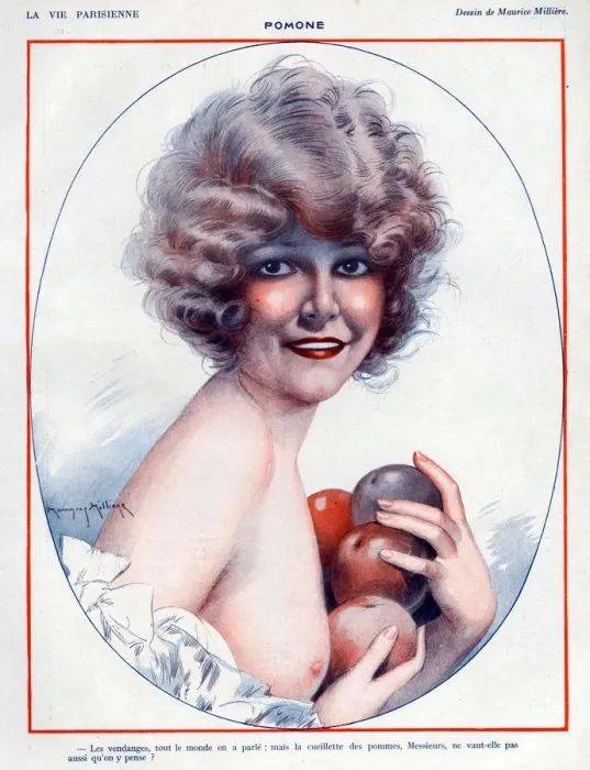 Framed Print : La Vie Parisienne 1923 1920s France Maurice Milliere illustrations erotica apples Framed Print : La Vie Parisienne 1923 1920s France Maurice Milliere illustrations erotica apples
