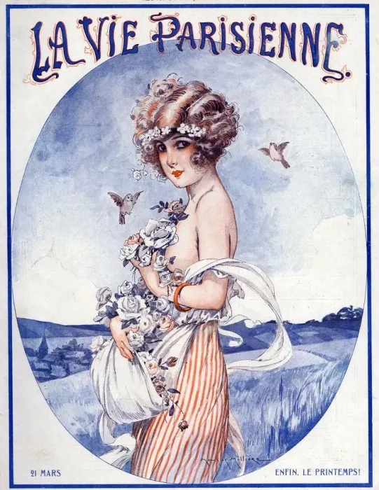 Framed Print : La Vie Parisienne 1923 1920s France Maurice Milliere illustrations magazines Spring