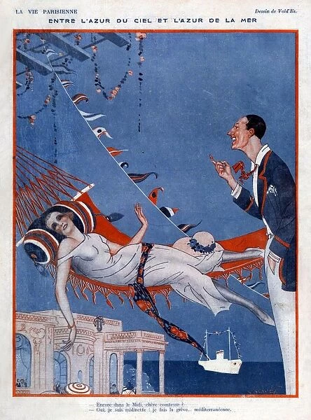 La Vie Parisienne 1923 1920s France Rene Vincent illustrations relaxing hammocks