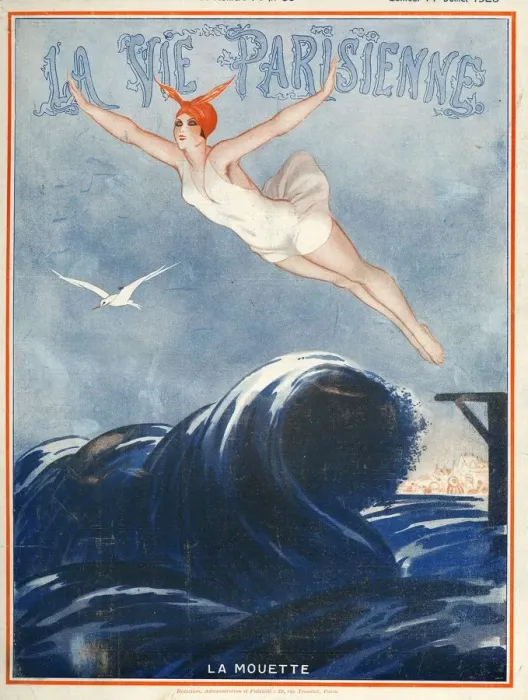 Framed Print : La vie Parisienne 1923 1920s France Vald es magazines illustrations womens swimming
