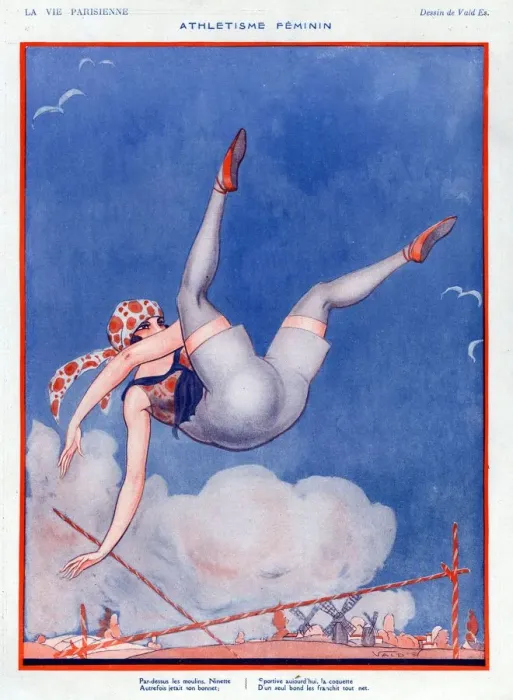 Framed Print : La Vie Parisienne 1923 1920s France Valdes illustrations womens athletics athletes